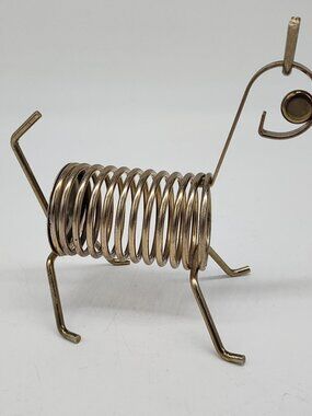 Vintage MCM Brass Wire Dog Cat Letter Paper Holder Kitsch 5.5" Tall